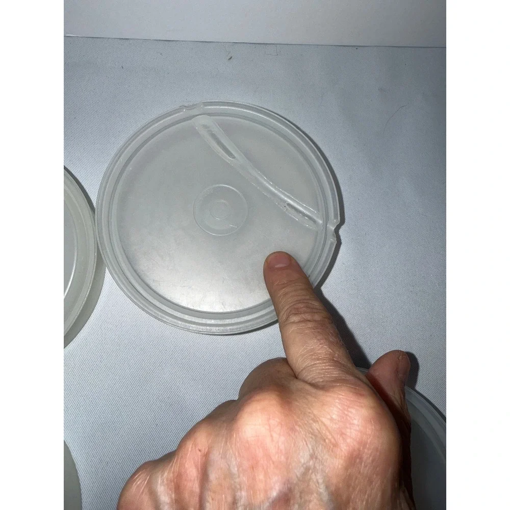 Tupperware Frosted Clear Stackable Bowls Set of 4 with 1 Lid Replacement Pieces